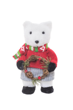 Red/Cream Faux Fur Standing Girl Polar Bear