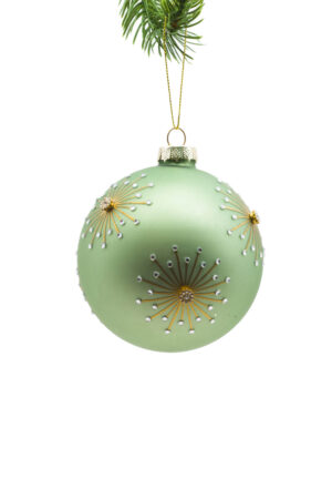 Off-Green Glass Hanging Diamond Burst Bulb Ornament