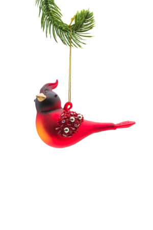 Red Glass Hanging Cardinal Ornament