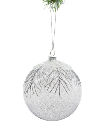 Clear/Silver Glass Hanging Frosted Ball