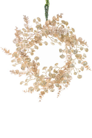 Beige Slightly Glittered Eucalyptus Wreath