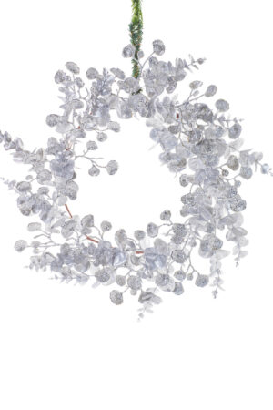Silver Slightly Glittered Eucalyptus Wreath
