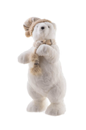 White/Beige Faux Fur Standing Grumpy Bear