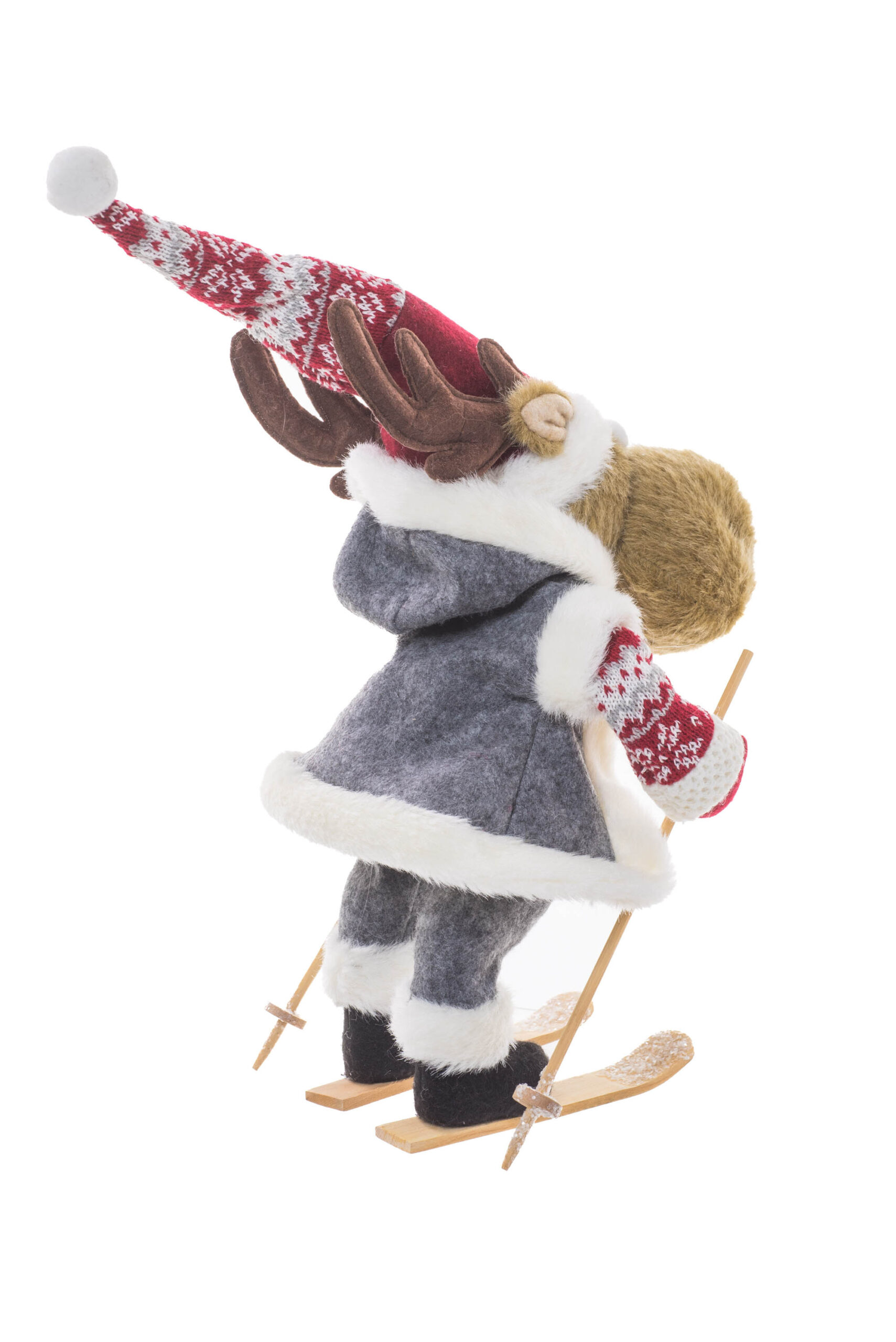 Grey/Brown Fabric Skiing Googly-Eyed Moose - Image 2
