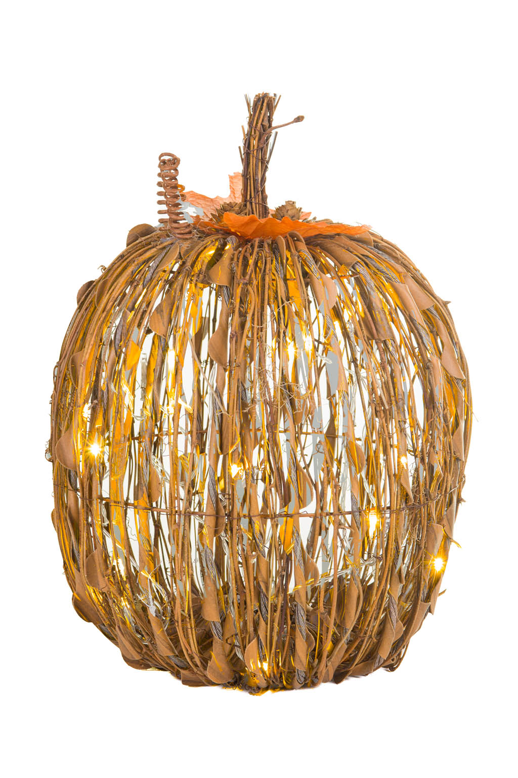 Sitting Brown Warm White LED Stick Pumpkin - Image 4