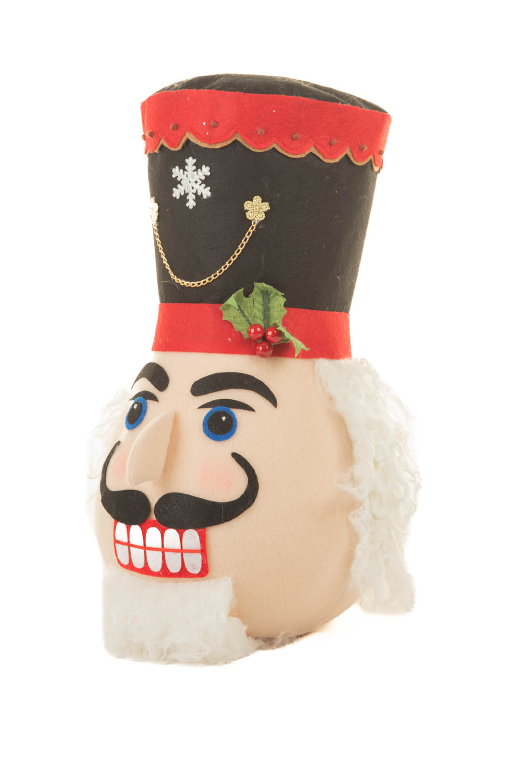 Beige and Red Nutcracker Tree Topper with a Glorious Military Shako - Image 2