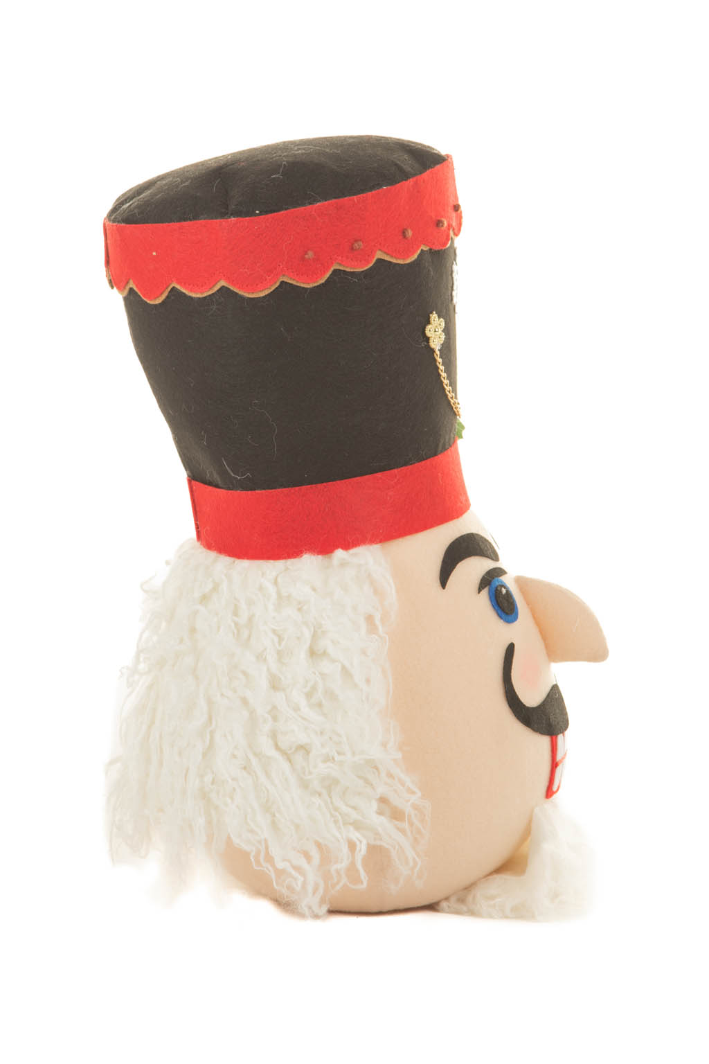 Beige and Red Nutcracker Tree Topper with a Glorious Military Shako - Image 4