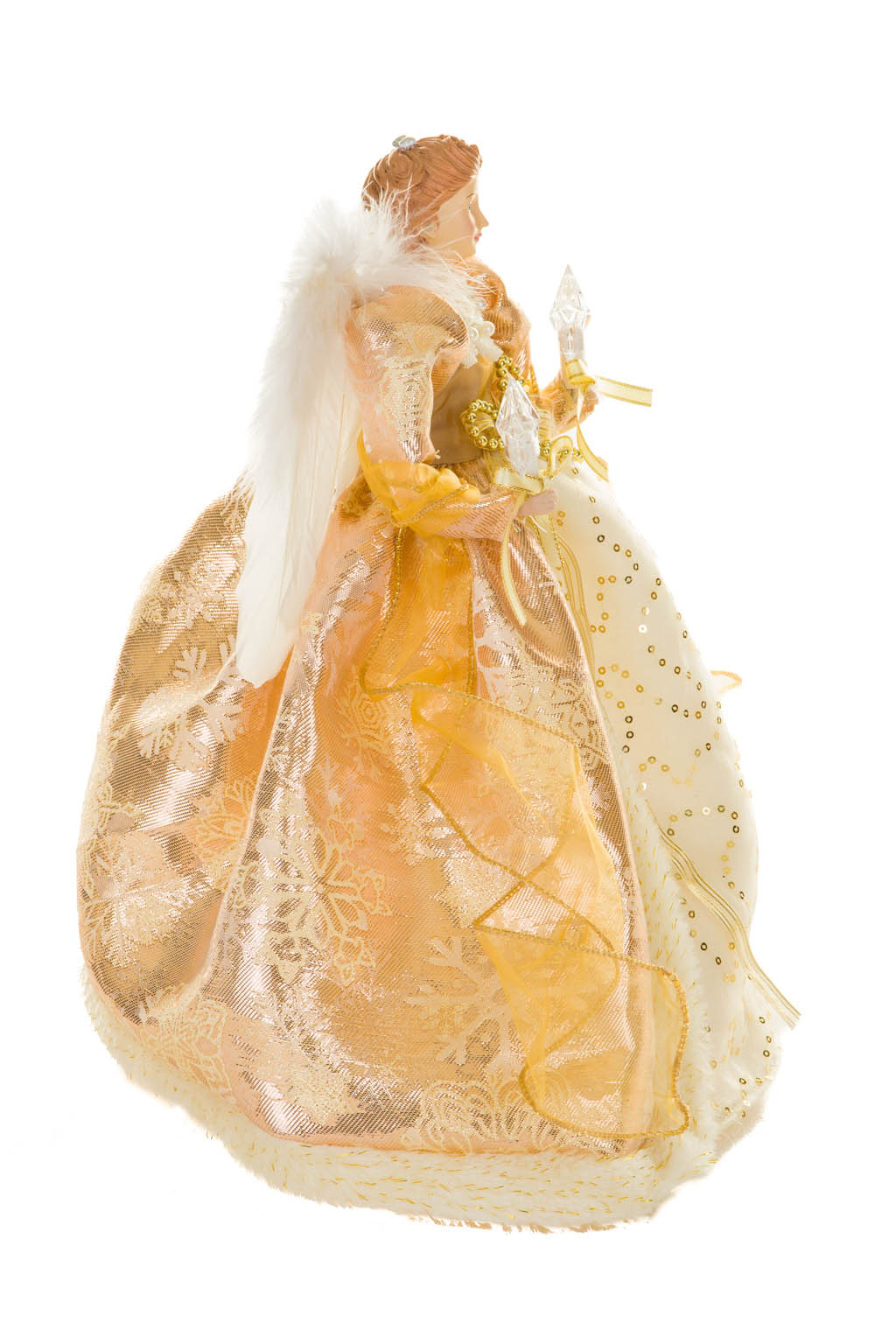 Gold Sequin Majestsic Warm White LED Angel Tree Topper in Radiating Gold Regalia - Image 4