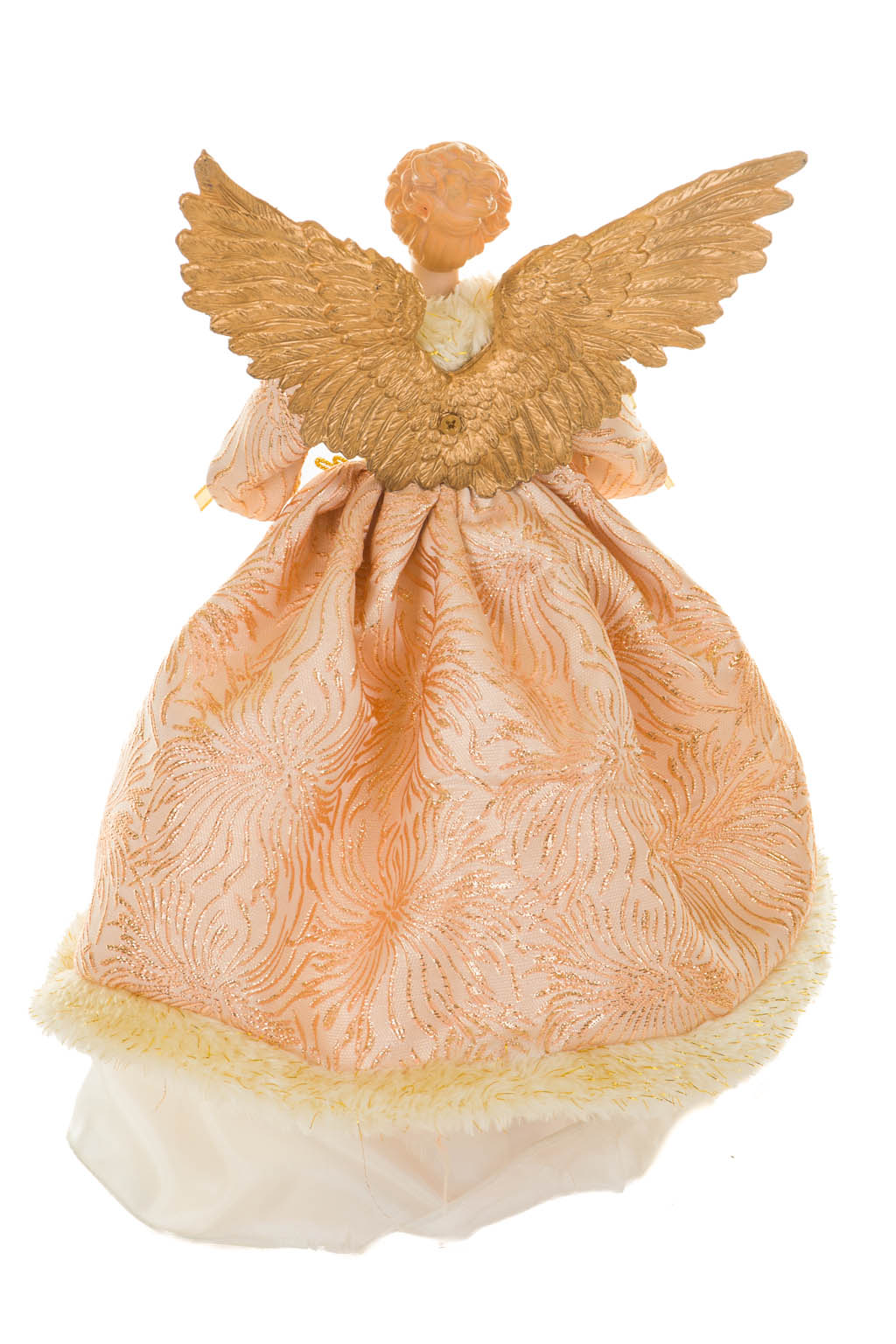Pink and Ivory Regal Warm White LED Angel Tree Topper with Golden Wings - Image 3