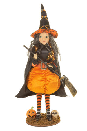 Black and Orange Sequin Funky Witch with Parachute Pants on Wispy Grass