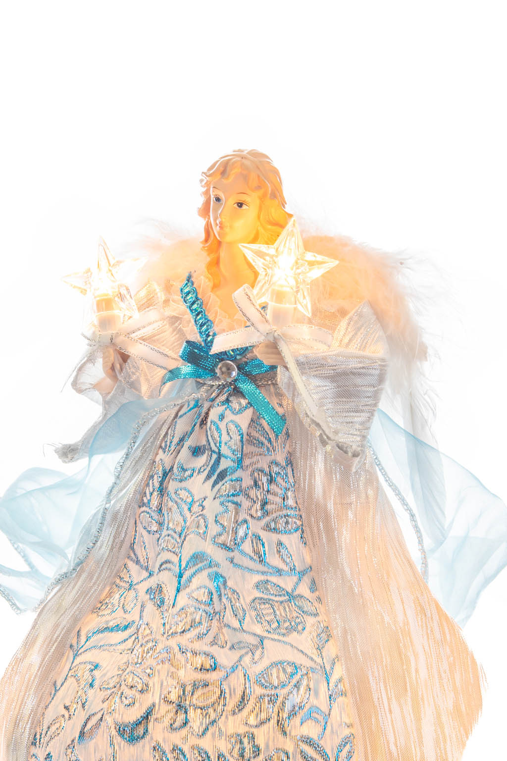 Cerulean and Silver Majestic Warm White LED Angel Tree Topper - Image 5