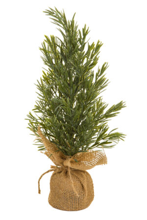 Glittery Green Christmas Tree with Burlap Wrapped Base