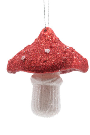 Extravagant Hangable Red and White Acrylic Mushroom Ornament