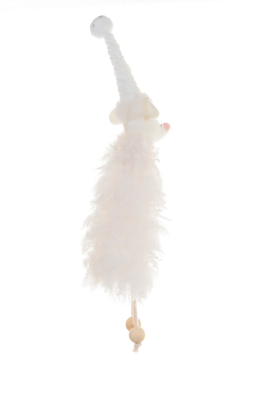 Hanging White Stocking Cap Cozy Rodent Ornament with White Stocking Cap - Image 2
