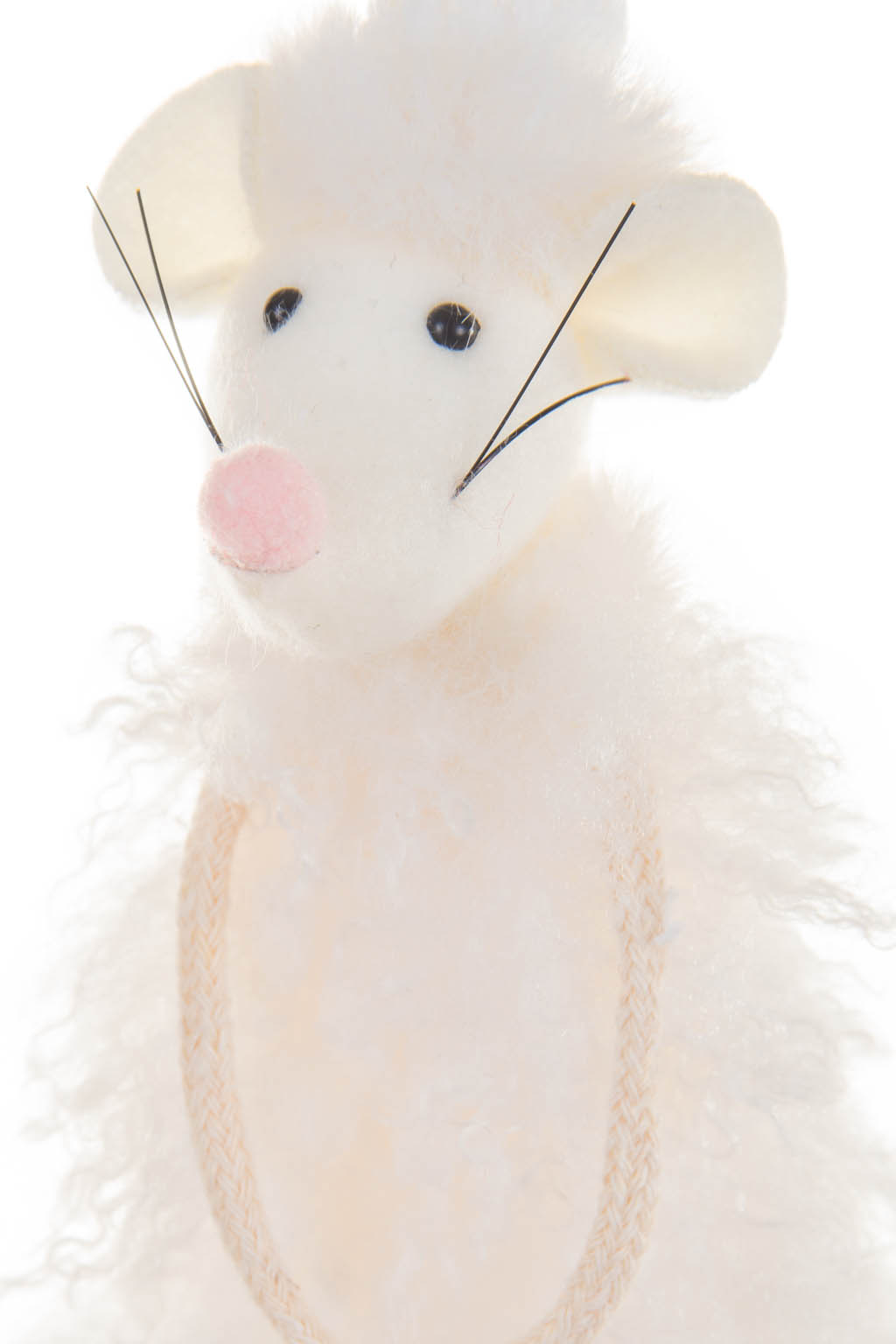 Hanging White Stocking Cap Cozy Rodent Ornament with White Stocking Cap - Image 3