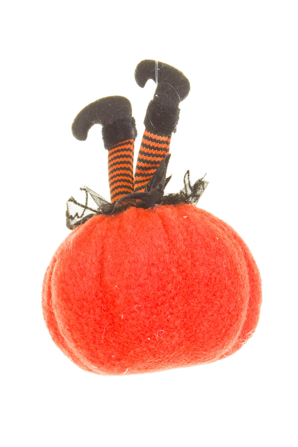 Goofy Smiling Hangable Orange and Black Solid Styrofoam Pumpkin Figurine with Protruding Legs - Image 2