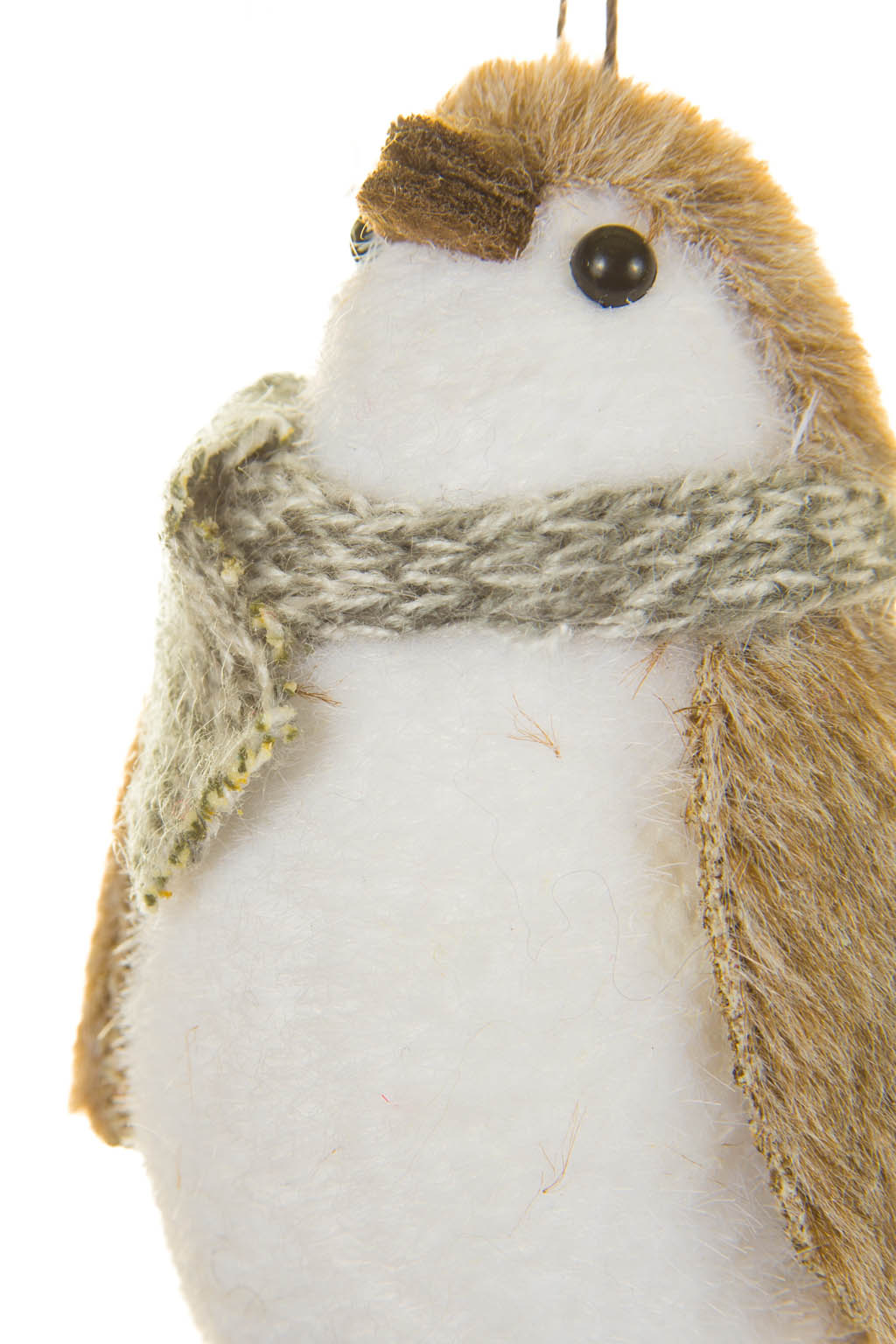 Happy Hanging Juvenile Brown and White Styrofoam Penguin Ornament with Scarf - Image 3