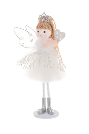 White Princess Angel Ornament with Curls