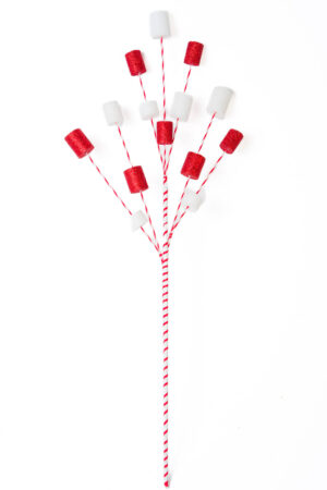 Red and White Candycane Marshmallow Tree Pick