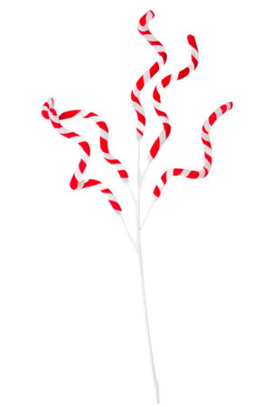 Red and White Candycane Candycane Tree Pick with Wrapped Stem