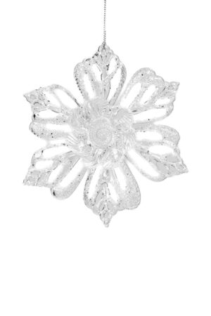Lovely Glittery Hanging Clear Flower Ornament