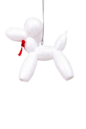 Charming Glittery Hangable White Balloon Poodle Ornament
