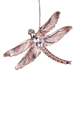 Charming Glittery Hanging Gold Dragonfly Ornament