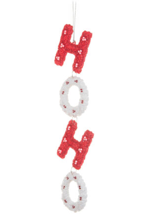 Festive Hangable Red and White Winter Hoho Ornament Sign Ornament