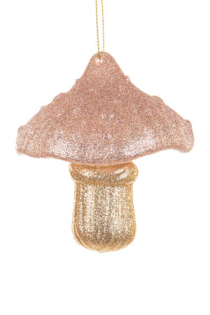 Extravagant Hangable Champagne and Gold Acrylic Mushroom Ornament
