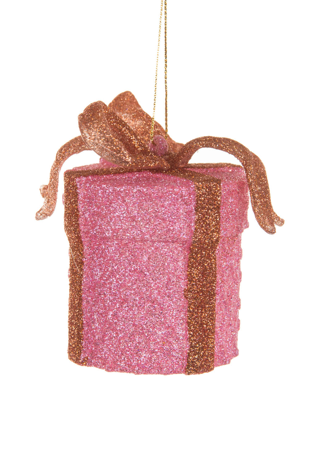 Cute Glittery Hangable Pink and Bronze Acrylic Gift Box with a Ribbon Bow - Image 2