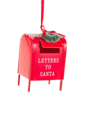 Festive Hanging Frosted Red Mailbox Mailbox Ornament