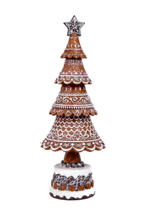 Beautiful Sitting Brown and White Gingerbread Tree with Sequins and Base