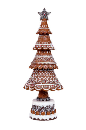Beautiful Sitting Brown and White Gingerbread Tree with Sequins and Base