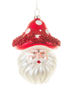 Hanging Red Santa Ornament with a Mushroom Hat