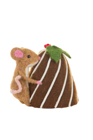 Brown Pleased Mouse Figure with Swirly Cake