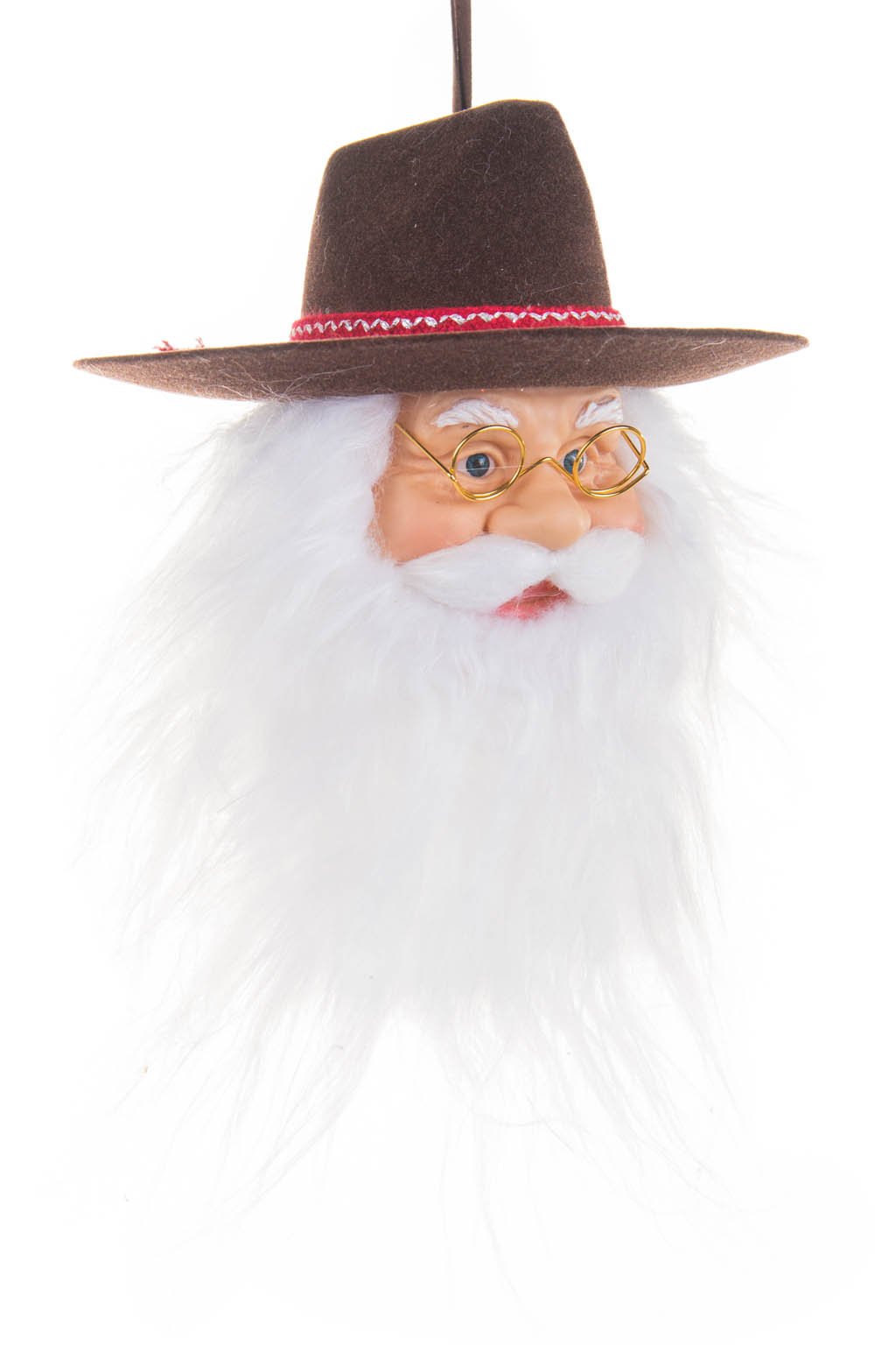 Cool Hangable White and Brown Santa Claus Face Wearing a Fedora
