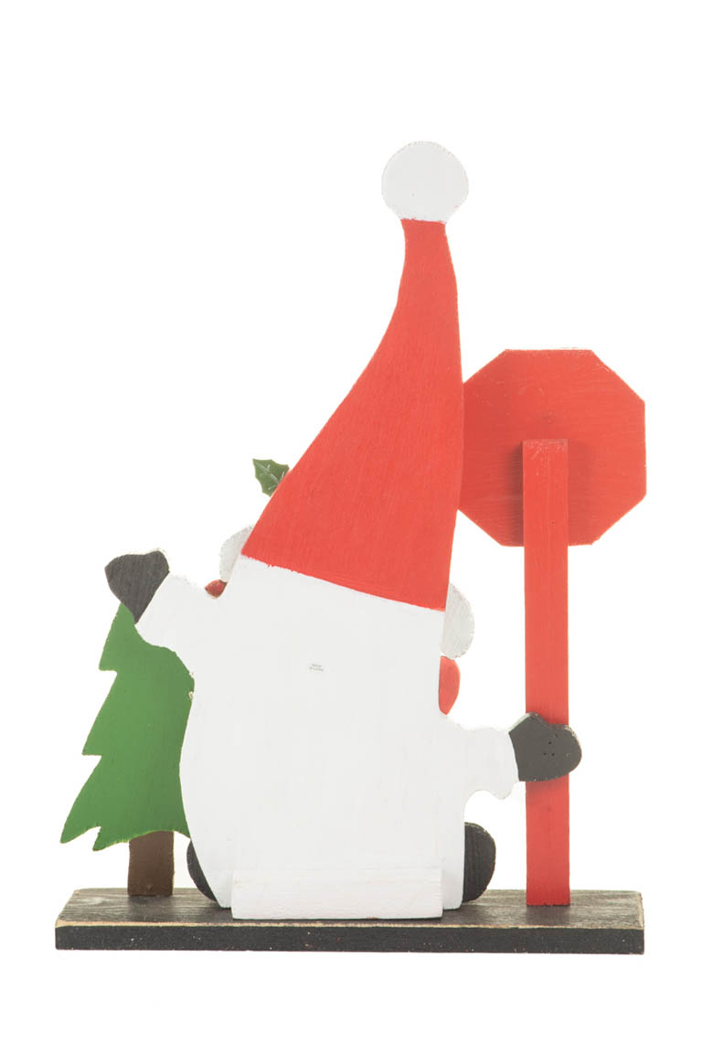 Red and White Candycane Wooden Traffic-Control Snowman - Image 3