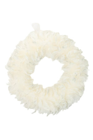 Hangable White Feathery Wreath