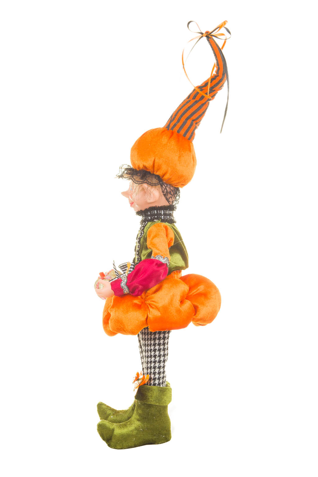 Smiling Animated Orange and Green Boy Elf Wearing a Pumpkin Hat - Image 4