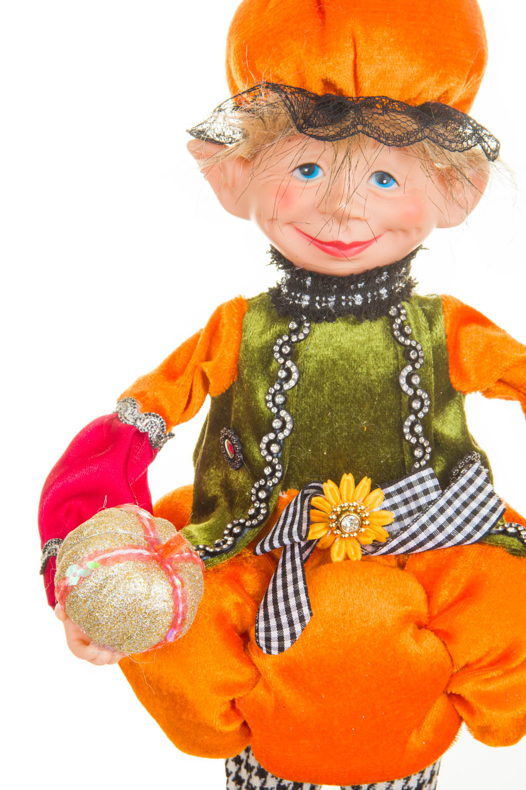 Smiling Animated Orange and Green Boy Elf Wearing a Pumpkin Hat - Image 7