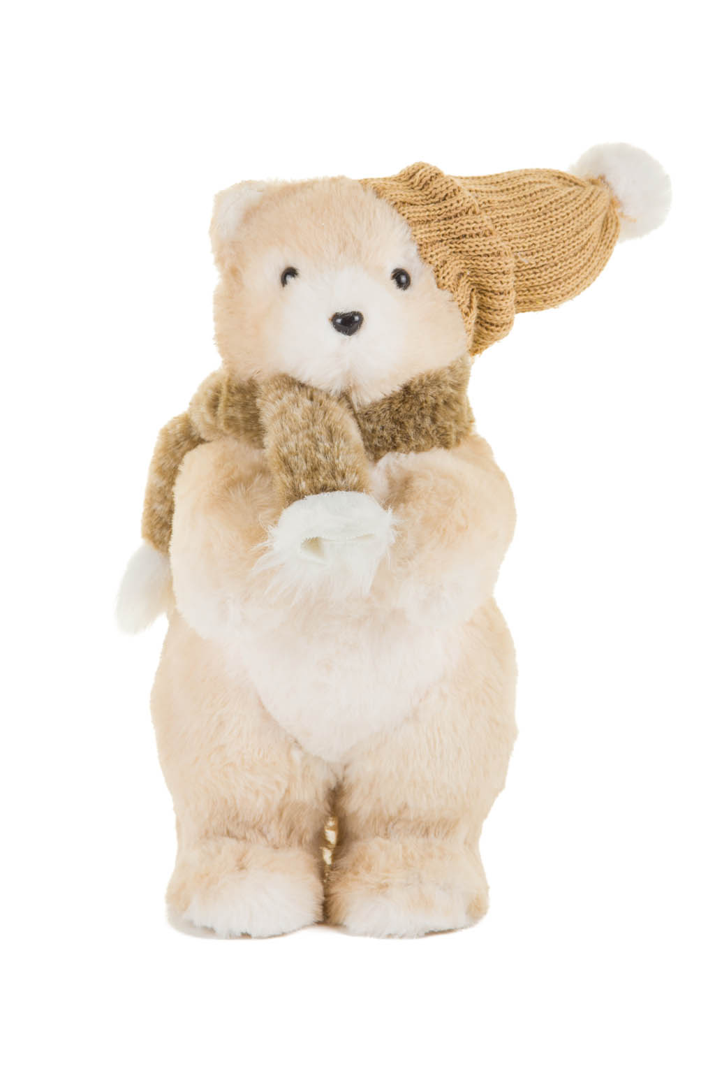 Cream and Beige Cute Teddy Bear Wearing Scarf