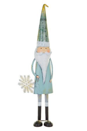 Teal and White Metallic Nordic Elf with Holiday Cap