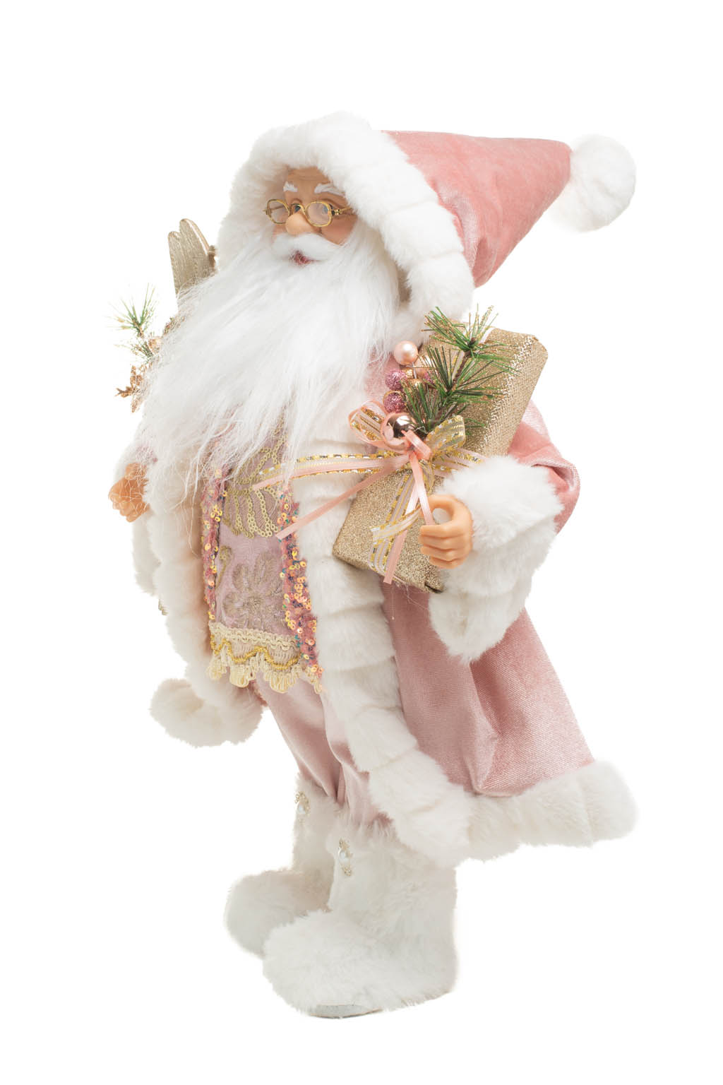 Pink and White Fabulous Sequin Santa with Gifts - Image 2