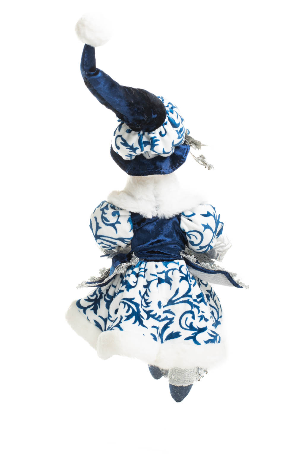 Sitting Blue and White Chintz Elizabethan Elf with Spray on Beanie - Image 4