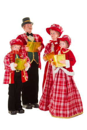 Red and Black Jolly Caroler Family ,  Set Of 4