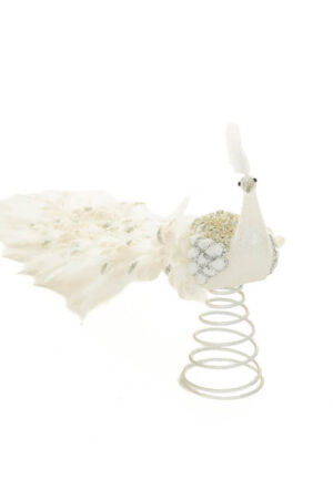 White and Silver Glittery Peacock with Decorated Feathers