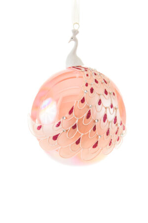 Cute Hanging Pink Peafowl Ornament with An Elegant Resting Tail