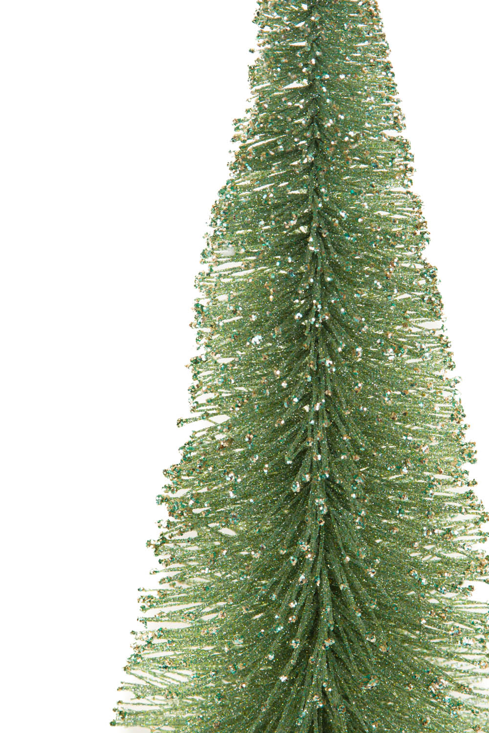 Glittery Green and Silver Wooden Base Decorative Tree with Wooden Base - Image 3