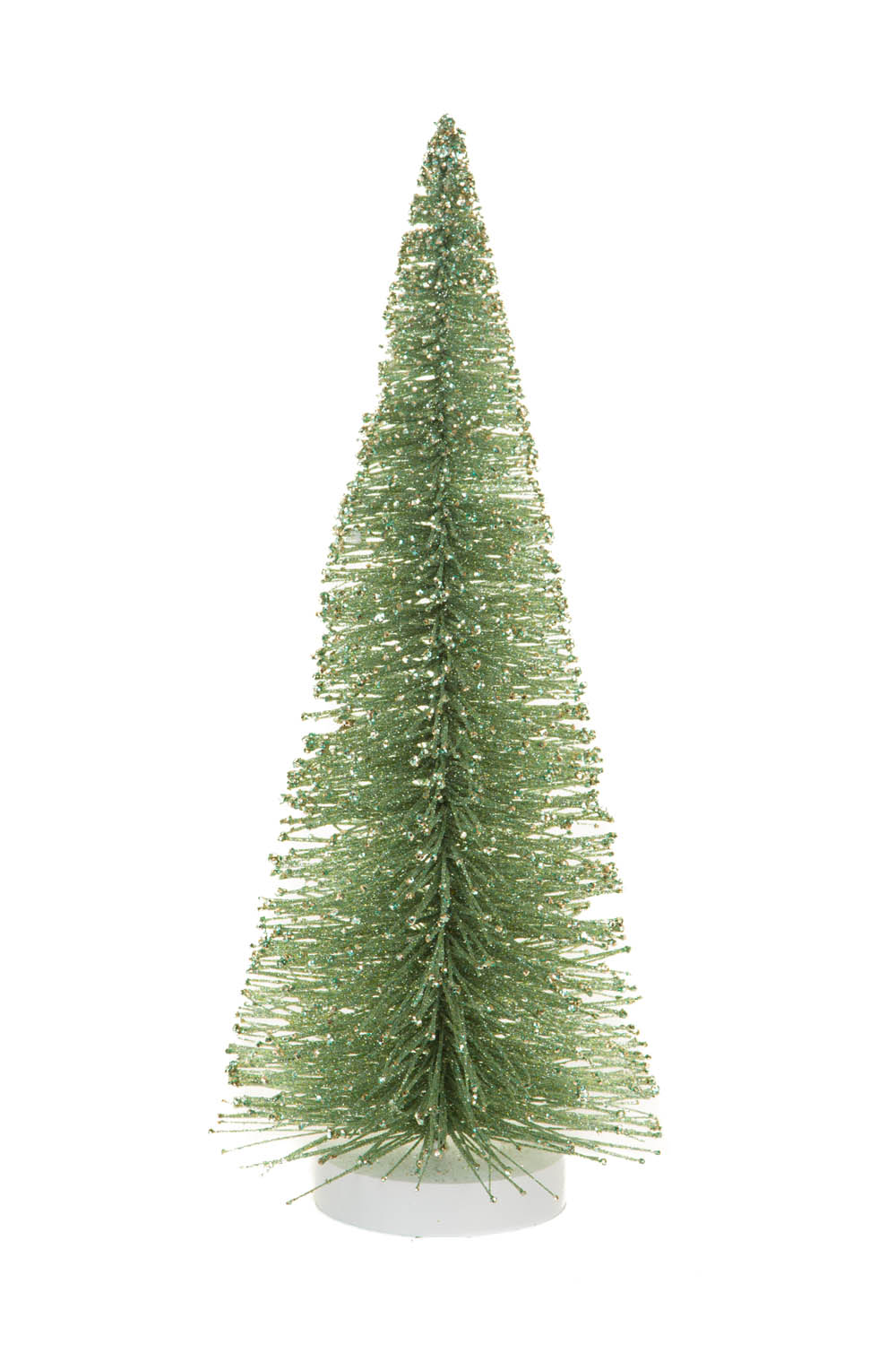 Glittery Green and Silver Wooden Base Decorative Tree with Wooden Base - Image 2
