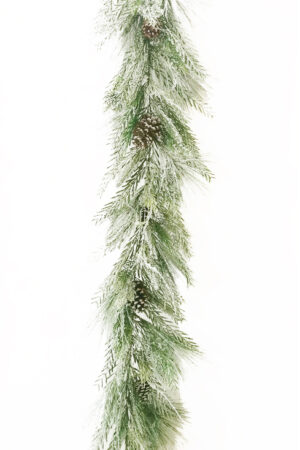 Glittery Hangable Green Glittery Garland with Pinecones